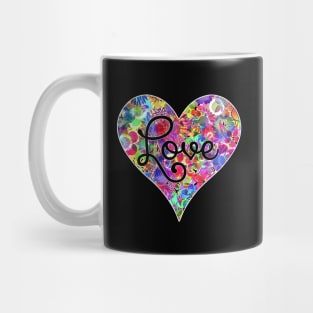 Love Heart Floral Flower Neon Bright Rainbow Mug